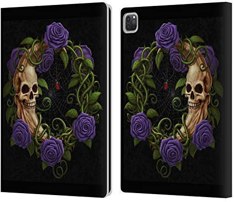 Head Case Designs Licenza Ufficiale Christos Karapanos Luna Porpora Scheletro Horror Custodia Portafoglio in Pelle Compatibile con Apple iPad PRO 12.9 2020/2021/2022