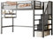 KecDuey Cama alta, cama de metal de 90 x 200 cm, estantes individuales, con escalera de almacenamiento, espacio libre debajo de la cama para disfrazarse, barandilla, somier con somier sin colchón