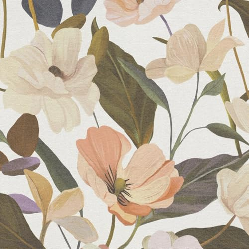 Erismann Fairy Blossom Vinyl Textured Floral Wallpaper Multi/Neutral 10508-05 - Feature Wall Paper for Bedroom Living Room Lounge Hallway Kitchen