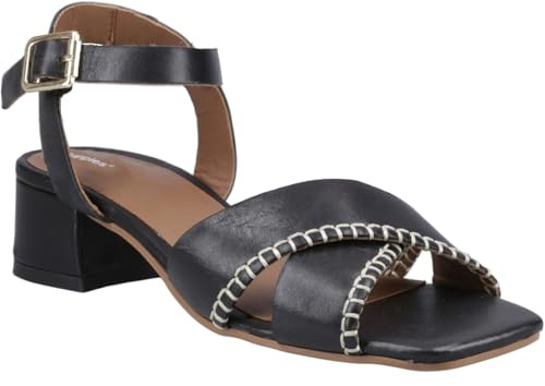 Hush Puppies Lyla Heeled Leather Women's Black Sandals - UK 5