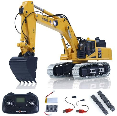 wheelfun 1/50 RC Bagger PC520 Elektrische Hub-Fernsteuerung Bagger Baumaschine Metallketten Licht Sound Kleine Spielzeug-Sammlung
