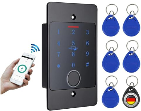 MATHFEL Sistema di accesso Smart Lock con impronte digitali e RFID – Serratura elettronica per porta di casa, IP66, codice e transponder, serratura elettrica esterna, serratura automatica intelligente