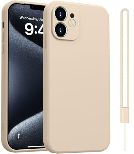 Yoawiful für Handyhülle iPhone 11 Hülle Premium Silikon Kameraschutz Hülle 11 Case mit 1 Lanyard, stoßfest dünn weich Kratzfest Schutzhülle mit Mikrofaser-Futter Khaki