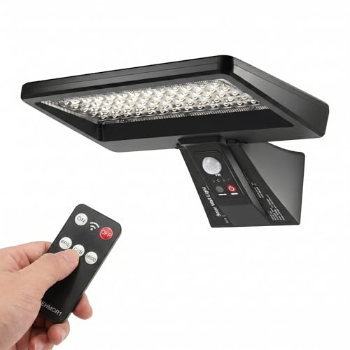 Beuaati Solar Lights Outdoor,LED Solar Security Lights with Motion Sensor & Remote Control,2 Color Modes & 2 Brightness Levels,IP65 Waterproof PIR Flood Lighting for Garden Yard Garage