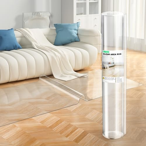 0.9 x 1.2 M Fuß durchsichtige Läufermatte aus Kunststoff, Läuferteppich für den Flur, 2mm Dicker durchsichtiger transparenter Vinyl-Bodenteppich, großer Teppich für Eingangsbereich