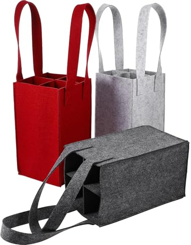 KHBUAB 3 Pcs Wine Box Empty Tote Bags for Wine Bottles and Whisky Bottles Felt Material with Large-Capacity Design to Store Moisture Protection and Picnics