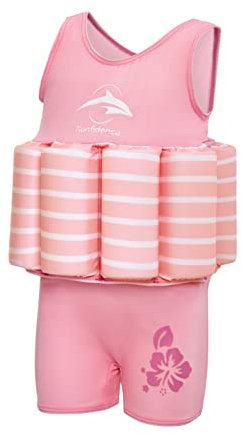 Konfidence Badeanzug mit Schwimmhilfe1 - 2 Jahre - Pink Breton Stripe