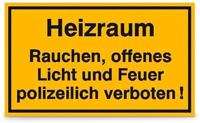 Betriebsausstattung24 Heizraum Rauchen,offenes Licht,Feuer... - Aluminium, geprägt - 25,0 x15,0 cm - Hinweisschild