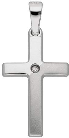 Gold Kreuz Anhänger 14 k 585 Weißgold mit Brillant