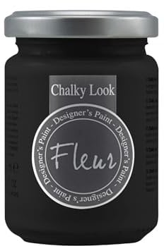FLEUR DESIGNER'S PAINT | Pittura ad Acqua, Effetto Gesso Naturale, Extra Opaca, Fleur Chalky F77, Colore Black, Made in Italy, Formato da 130 ml