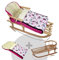 BAMBINIWELT Kombi-Angebot Holz-Schlitten mit Rückenlehne & Zugseil + universaler Winterfußsack (108cm), auch geeignet für Babyschale, Kinderwagen, Buggy, aus Wolle im Eulendesign (Motiv $1)