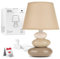 Nachttischlampe Lina (Taupe) Tischleuchte Keramik Tischlampe mit Stoffschirm, LED geeignet, E14 230V Keramik, Tischlampe, Nachttischleuchte, Fenster Lampe, Sofalampe. Fensterbank Lampen