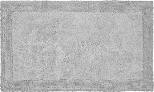Grund organisch & beidseitig verwendbar Badteppich 100% Bio-Baumwolle, ultra soft, ÖKO-TEX-zertifiziert, 5 Jahre Garantie, LUXOR, Badematte 60x100 cm, kieselgrau