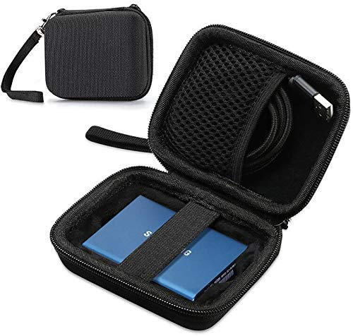 ProCase Carrying Case Bag for Samsung T3 T5, Compact Hard Eva Shockproof Carry Cover Case for Samsung T5 / T3 / T1 Portable SSD 250GB 500GB 1TB 2TB USB 3.1 Type C Hard Drive –Black