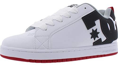 DC Shoes Men's Court Graffik Skate Shoe, White/Grey/Red, 10.5 UK