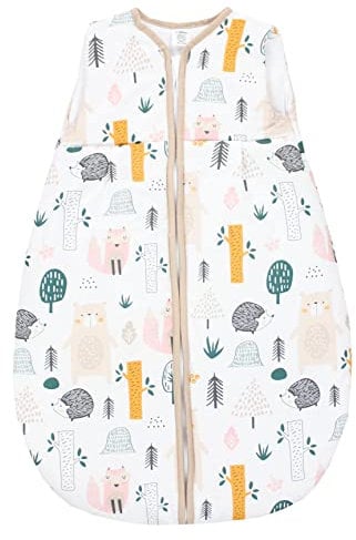 TupTam Schlafsack Baby 2.5 TOG – Atmungsaktiver Ganzjahresschlafsack für Kinder, OEKO-TEX zertifiziert, Farbe: Wald/Beige, Größe: 80-86