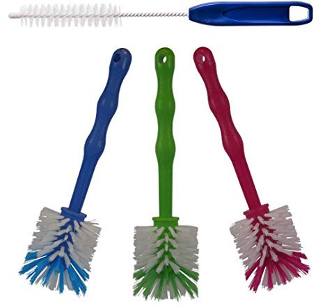 HG Verlag - (4er Reinigungsset Spülbürsten Bürste Ideal für den Thermomix TM6 TM5 TM31 sowie Mixertöpfe usw. (1x rot / 1x grün / 2X blau)