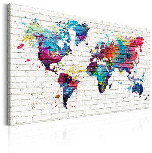 B&D XXL - Pinnwand Kontinente weiß Ziegel, 90x60 cm, Geschenkidee, Büro