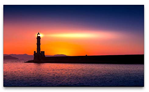 Bilder XXL Leuchtturm am Meer 120x70cm Wandbild auf Leinwand