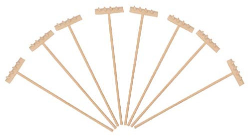 EXCEART Mini-Sandrechen aus Bambus, 8 Stück, für Meditation, Zen, Gartengeräte, Feng Shui, Tisch-Garten, Sandkasten-Set, japanischer Schreibtisch, 14 cm x 3,5 cm