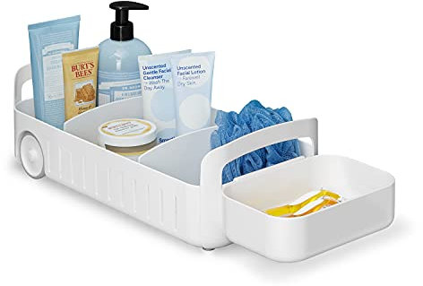 YouCopia Under Sink Rolling Bathroom Bin, 8, White