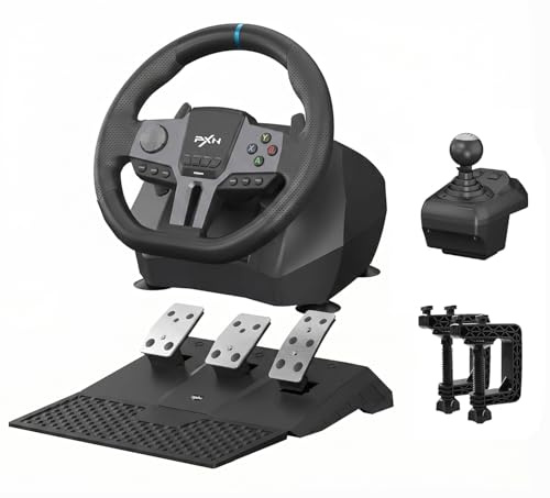PXN V9 - Volante de PC con pedales y palanca de cambios de 270/900 grados para PC, PS4, PS3, Xbox One, Xbox Series X/S, N-Switch (no compatible con Mac/PS5)