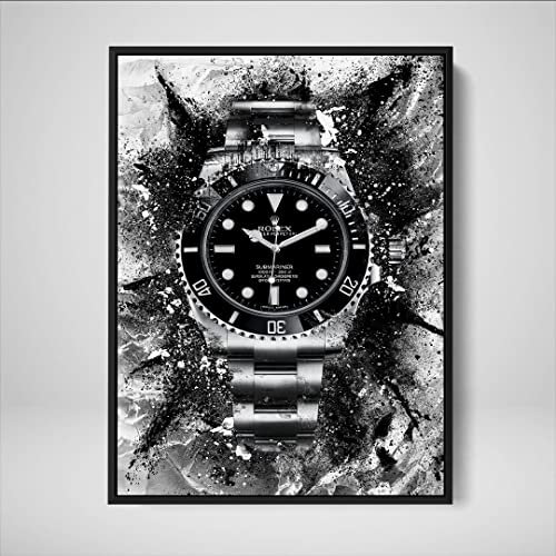 DEVICI Gerahmte Wandbilder – Rolex Submariner Black – Gerahmte Wandbilder Wohnzimmer, Büro, Bilder Leinwand, Poster & Kunstdrucke, Gerahmte Wanddekoration Wohnzimmer