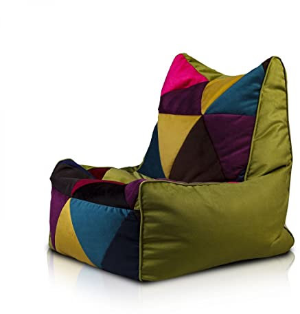 Ecopuf Solid | Sitzsack Patchwork Design | Sitzsack aus Mikrofaser mit hoher Rückenlehne | Sitzsack Relax 75 x 75 cm