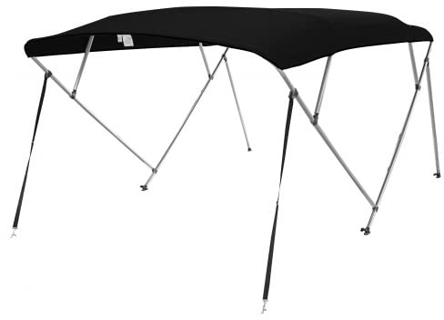 PONTTOR Bimini Top Deluxe Sonnenschutz mit 4 Armen, Aluminium, L243xH137cm, Verschiedene Breiten, schwarz, Bootsverdeck Bootsabdeckung Sonnenverdeck Biminitopgröße BxLxH: 200-213x243x137 cm