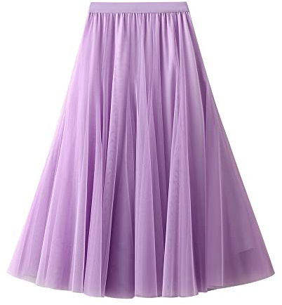 Dirholl - Gonna longuette da donna a strati in tulle con volant, elastico in vita, motivo fata