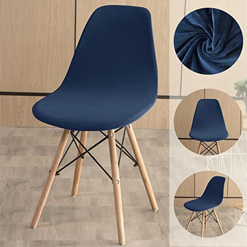 FANSU Luxus Samt Stuhlhussen 1/2/4/6er Set Strech Esszimmerstühle Bezug Küchenstühle Husse Elegante Schwingstühle Schalenstuhlbezug für Wohnzimmer Esszimmer (Navy blau,6 Stück)
