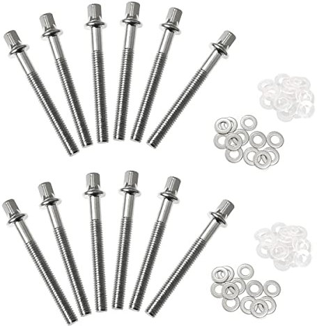 TUOREN Schlagzeug-Set Hardware 12er-Pack Edelstahl Trommelfeste Schraube Spannstangen für Perkussionsinstrumente Teile (50 mm)