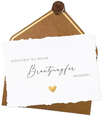 Joli Coon Brautjungfer fragen - Karte handgerissen A6 mit Naturkuvert und Wachssiegel - Willst du meine Brautjungfer sein