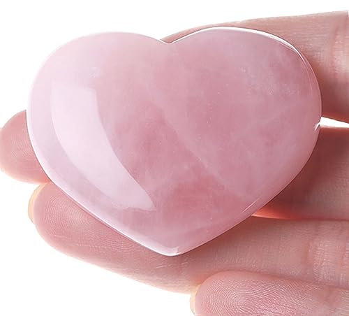 XIANNVXI 45mm 1.8 Rose Quartz Crystal Heart Stone,Natural Reiki Rose Quartz Gemstone Polished Pink Crystal,Small Gifts for Women
