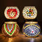 Larcenciel Porta Candele 4 Pezzi, Mosaico Portacandele in Vetro Candelabro, Romantico Tealight con Motivo a Cuori e Fiori, Portacandele Fatti a Mano, Lanterne Colorate per Compleanni, Natale e Feste
