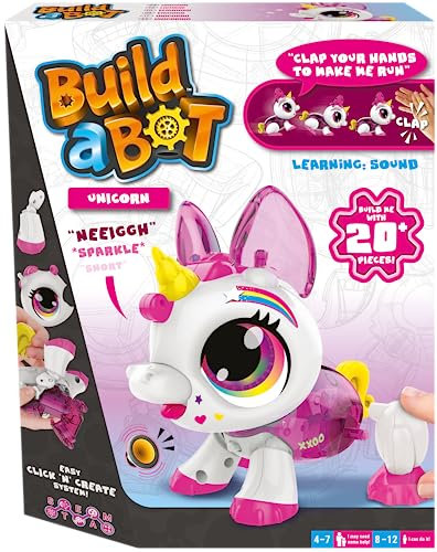 Build-a-Bot: Unicorn | Build Your Own Interactive Pet Unicorn | Easy Click 'n' Create System | 20+ Piece STEM Robot Kit for Kids | For Ages 4+
