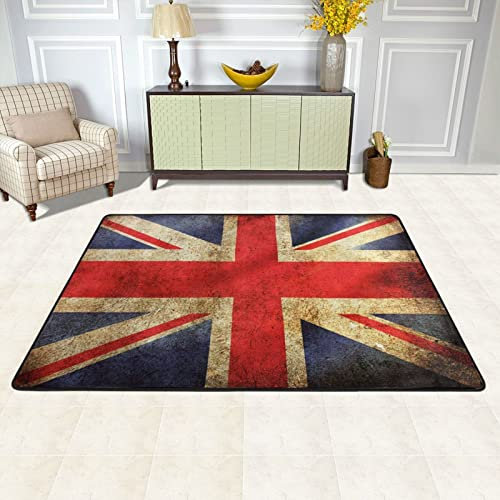 YINGD Tappeto per soggiorno Union Jack in flanella morbido, antiscivolo, lavabile, per camera da letto, dimensioni: 120 x 182 cm