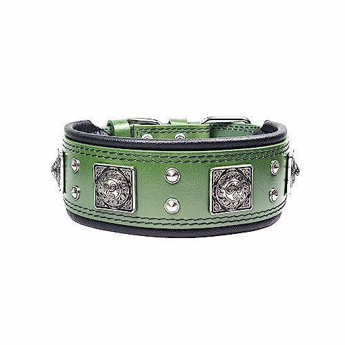 Bestia™ EROS Hundehalsband für große Hunde. 100% Leder. Weich gepolstert. 6,3 cm breit. TOP Qualität!