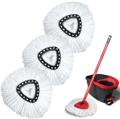 GFRED 3 Piezas Cabezas de Fregona de Repuesto Compatible con Vileda EasyWring y Clean Turbo 2 en 1 Repuesto para Fregona Microfibra de Recambio Apto para Todo Tipo de Suelos (Blanco)