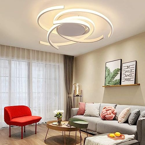 LED Deckenleuchte Kreative Spirale Blumenform Design Wohnzimmer Deckenlampe Schlafzimmerlampe Moderne Mit Fernbedienung Büro Kinderzimmerlampe Lichtfarbe Helligkeit Einstellbar (Weiß, L75cm)