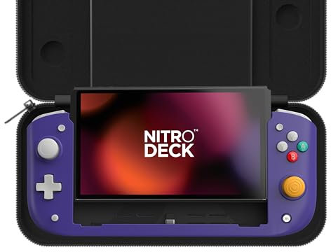 CRKD Nitro Deck Edición Limitada con funda de transporte, baraja de mano profesional con Zero Stick Drift para Nintendo Switch y Switch OLED (Retro Purple - Colección Nostalgia)