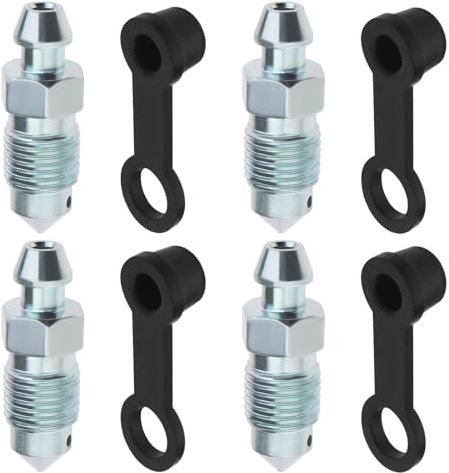 OTOTEC 4 Stück M10 X 1mm Entlüftungsschraube mit Staubkappe Scheibenbremssattel Auspuffschraube Verzinktes Metall Zubehör für Bremspumpen von Motorrädern Autos