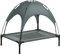 PawHut Raised Dog Bed Waterproof Elevated Pet Cot with Breathable Mesh UV Protection Canopy Grey, for Medium Dogs, 76 x 61 x 73cm