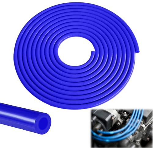 Manguera de Silicona Manguera de Silicona de para Automóvil Tubo de Vacío de Silicona 5 Metros Tubo de Silicona Universal Azul Para todos los accesorios de aire, vacío o entrada salida (azul 4mm)