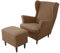 SUIOPPYUW 3 teiliger Ohrensessel und Ottoman Hocker, geschützt mit Bezugsset. Ohrensessel Bezug aus Polyester und Ottoman Hocker Bezug, dunkler Kaffee