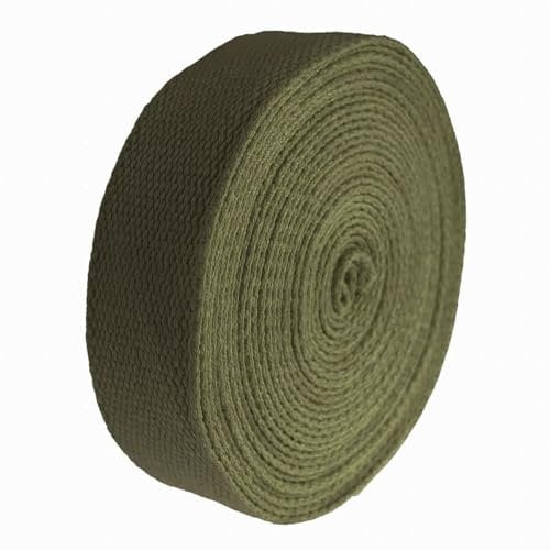 maDDma 5m Gurtband 30mm 2mm stark 100% Baumwolle Baumwollgurtband Farbwahl, Farbe:armeegrün