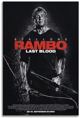 DATOZA Rambo Last Blood Movie Poster Dekorative Malerei Leinwand Wandkunst Wohnzimmer Poster Schlafzimmer Malerei,Wandkunst Bilddruck Moderne Familienzimmer Dekor 12x18inch(30x45cm)