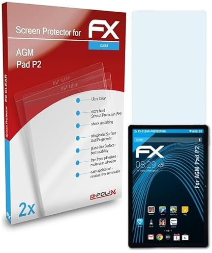 atFoliX Schutzfolie kompatibel mit AGM Pad P2 Folie, ultraklare FX Displayschutzfolie (2X)