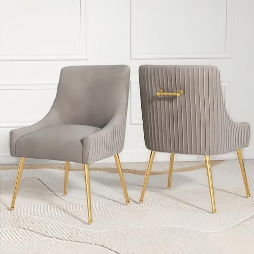 VANTEN Stuhl Esszimmer, Set Aus 2 Stühlen, Moderne Esstisch Stühle- und Sessel Esszimmer Mit Goldenen Beinen,Sessel Wohnzimmer für Empfangsraum,Schlafzimmer und Küche(Grau)