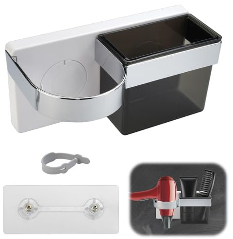 DTYGUIXE Porta Phon da Appendere,Supporto Phon da Muro Senza Forare Muro,Porta Asciugacapelli Bagno Multifunzionale in Plastica,Supporto Asciugacapelli Adesivo in ABS Senza Trapano per Hotel Bagno